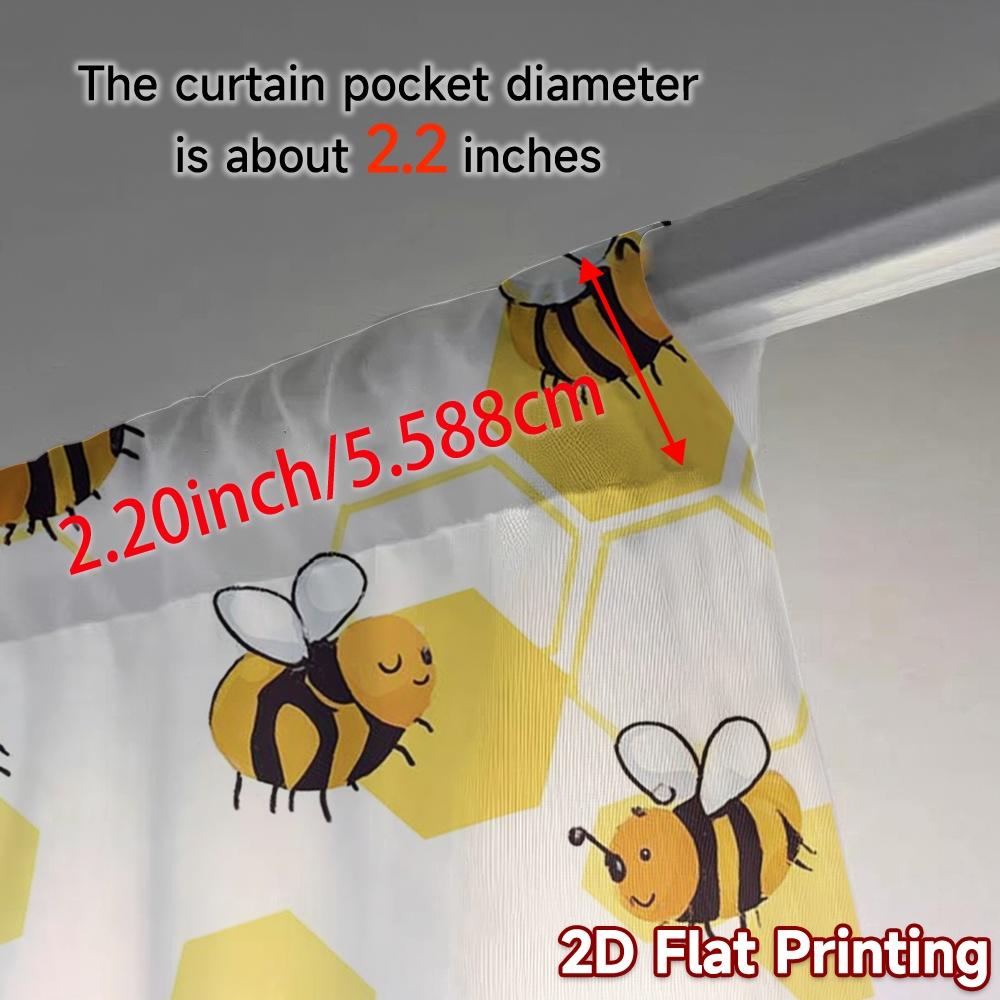 2pcs, 2D FLAT PRINTING Curtains (Without Rod) BeePattern(1) Creative Popular Curtains Versatile Polyester Curtains Thermal