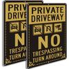 2pcs Private Driveway No Trespassing Sign - 14"x10" Aluminum, Reflective & UV Protected, Weatherproof with Easy Wall Mount