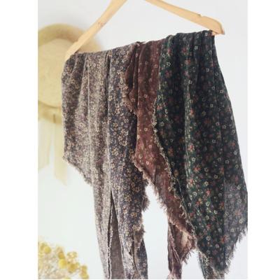 Floral Shape Triangle Autumn Winter Retro Distressed Decorative Scarves