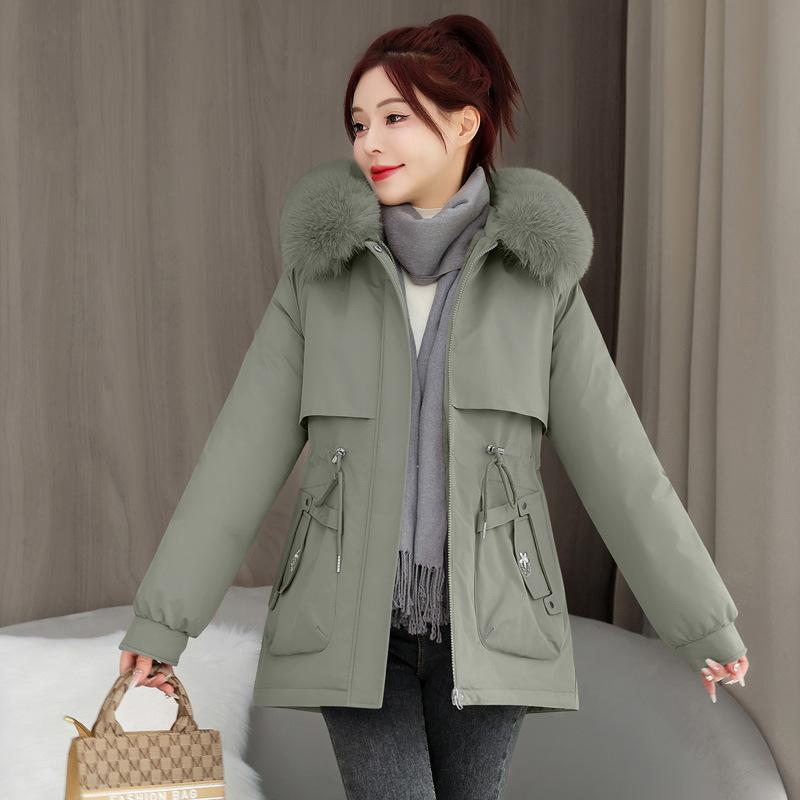 Pie Overcome Women's Medium and Long Hooded Cotton-padded Jacket, Thickened In Autumn and Winter To Prevent Cold