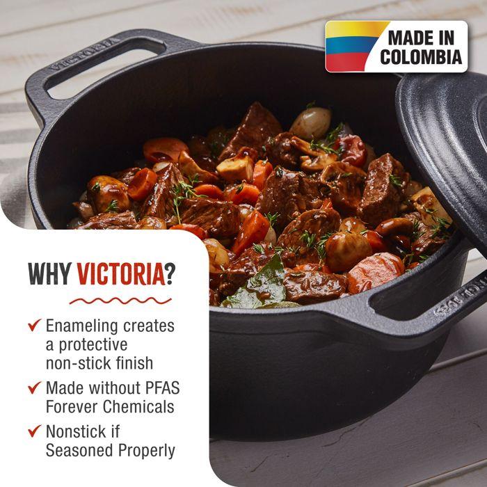 Cocotte Induction Fonte Émaillée 27 cm, Dutch Oven 5,7L, Sans PTFE et PFOA Victoria 36355 Noir
