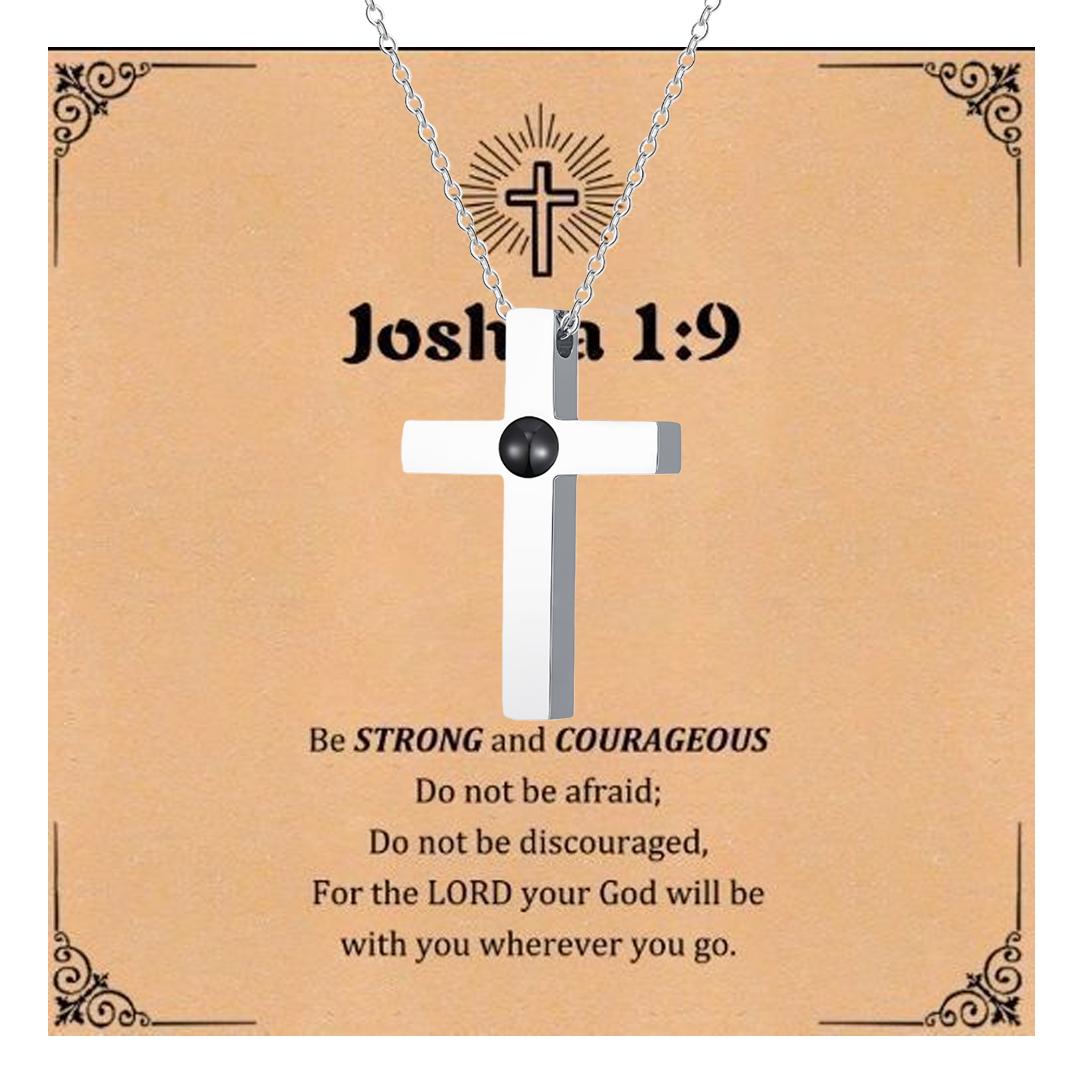 

Customized Photo Projection Stainless Steel Cross Necklace, Personalized Picture Custom Religious Faith Easter Jewelry Gift 50-55cm срібний