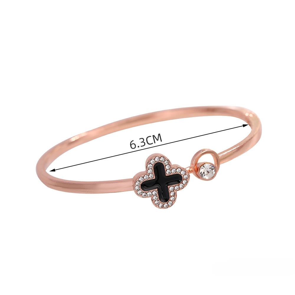 Fashion Four-Leaf Clover Bracelet Ins Delicate High-Class Feeling Bracelet Zirconia Open Hand Jewellery Bracelet