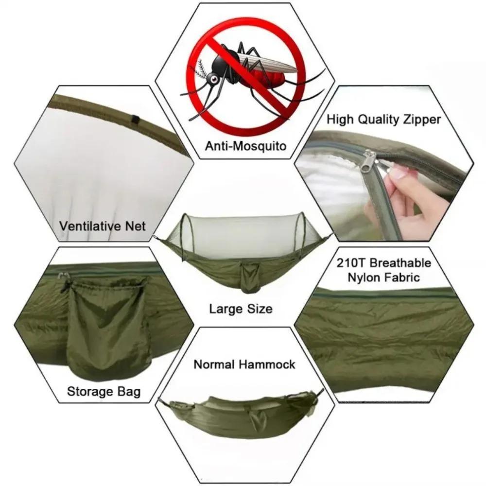 Outdoor Camping Hammock With Mosquito Net Lightweight Hanging Hammocks High Strength Parachute Fabric Hanging Bed Net