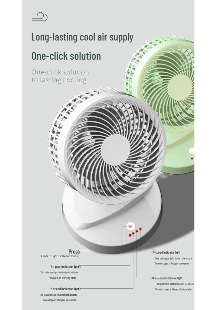 Rechargeable Silent Desk Fan with USB for Dorm or Home