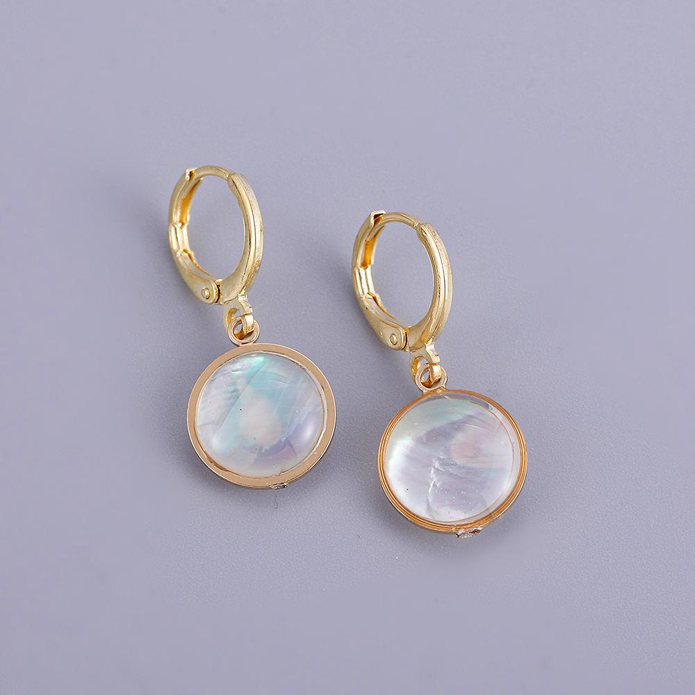 New Retro Sea Abalone Shell Pearl Heart Pendant Drop Earrings for Women Geometrice Round Hoops Ear Buckle Vintage Jewelry Gifts
