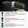 AC 100-240V 48V Brushless Cordless Electric Drill Double Speed 15+1 Torque LED Lighting 5000mAh 2 Battery Rechargeable