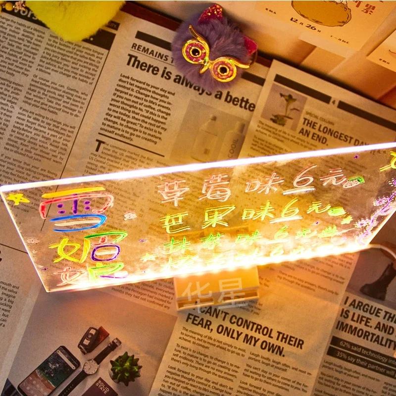 non-toxic New Glowing Acrylic Marker Board LED Luminous Erasable Children's Drawing Board Drawing Toys Letter Message Board Christmas Gift