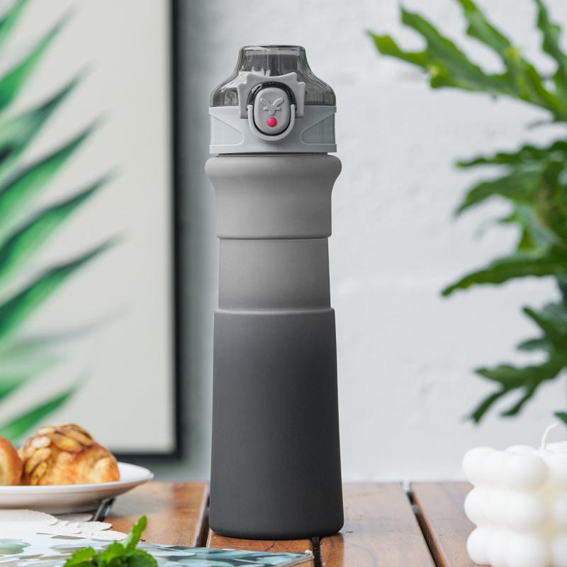 Water bottle high value gradual change small waist plastic cup convenient handle direct drinking cup one-click elastic cover outdoor water cup