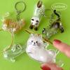 Cute Cat Pose Capsule Keyring Fur Ball Storage Key Holder