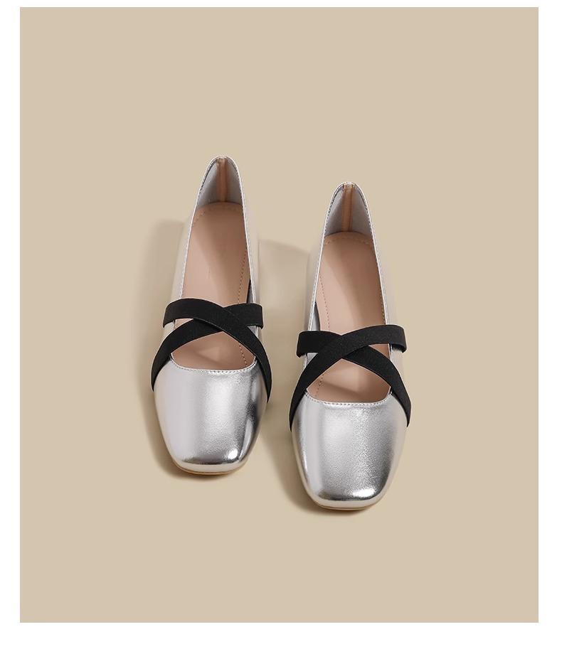 Silver ballet single shoes women's 2025 summer new French cross evening breeze light mouth temperament flat Mary Jane shoes