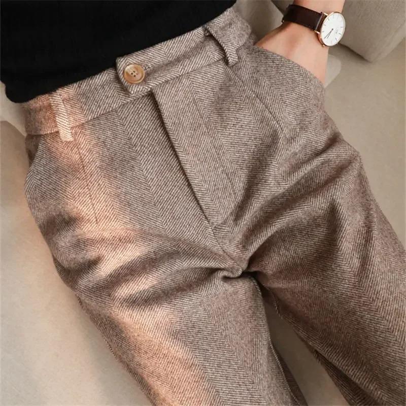 

Woolen Pants Women s Harem Pencil Pants Autumn Winter High Waisted Casual Suit Pants Office Lady Women Trousers S