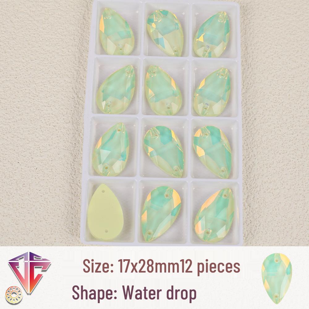 Fluoreszierende Mokka-Tropfen-Strassperlen - Handgefertigte DIY Zwei-Loch Flatback-Accessoires