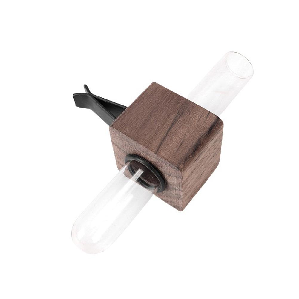Wood Car Hydroculture Flower Vase Glass with Clip Air Vent Test Tube Flower Holder For Car Interior Plant Decor