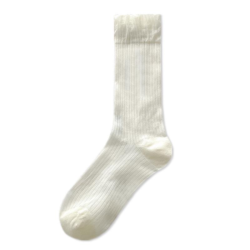 Acheng Ballet Style Ultra-Thin White Mid-Calf Socks with Miu Style for Summer. One Size (Ultra-thin, Breathable, Seamless)