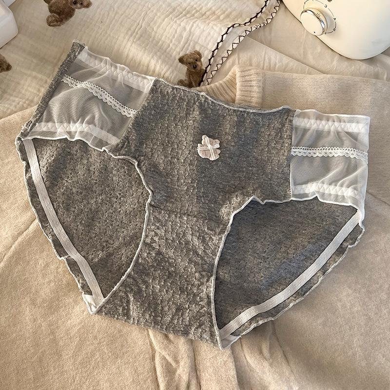 

Большие размеры женские милые удобные дышащие трусики для девочек с милым бантом на средней талии XXL темно-серого
