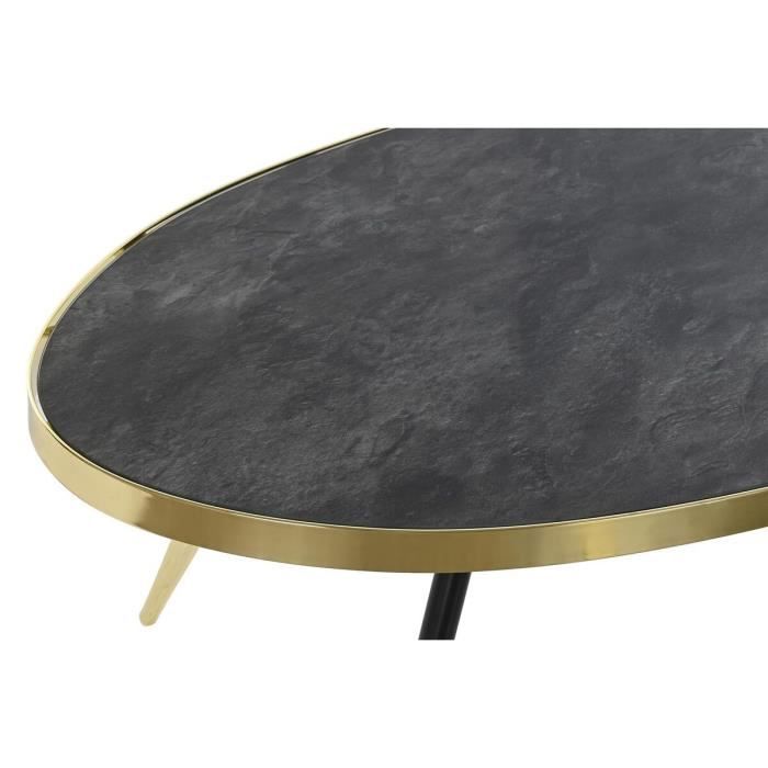 Table Basse - Urban - Doré, Noir - Verre Et Acier