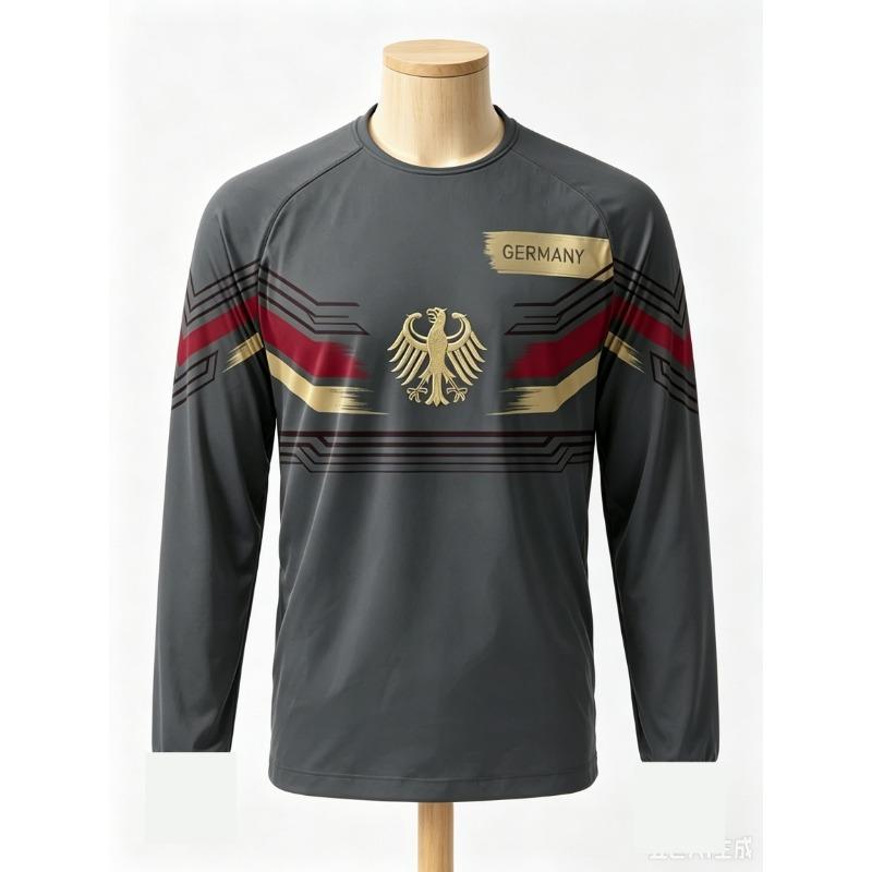 26 Germania Maglia da Calcio Unisex Manica Corta Manica Lunga T-shirt da Calcio Top Sportivi Casual Magliette per Famiglia Bambini Traspirante