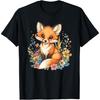 Cute Fox With Flowers I Kids Fox T-Shirt