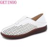 Fashion GKTINOO 2025 New Spring Summer Genuine Leather Shoes Flat Hollow Breathable Sandals Casual Shoes Woman Flats Large Size