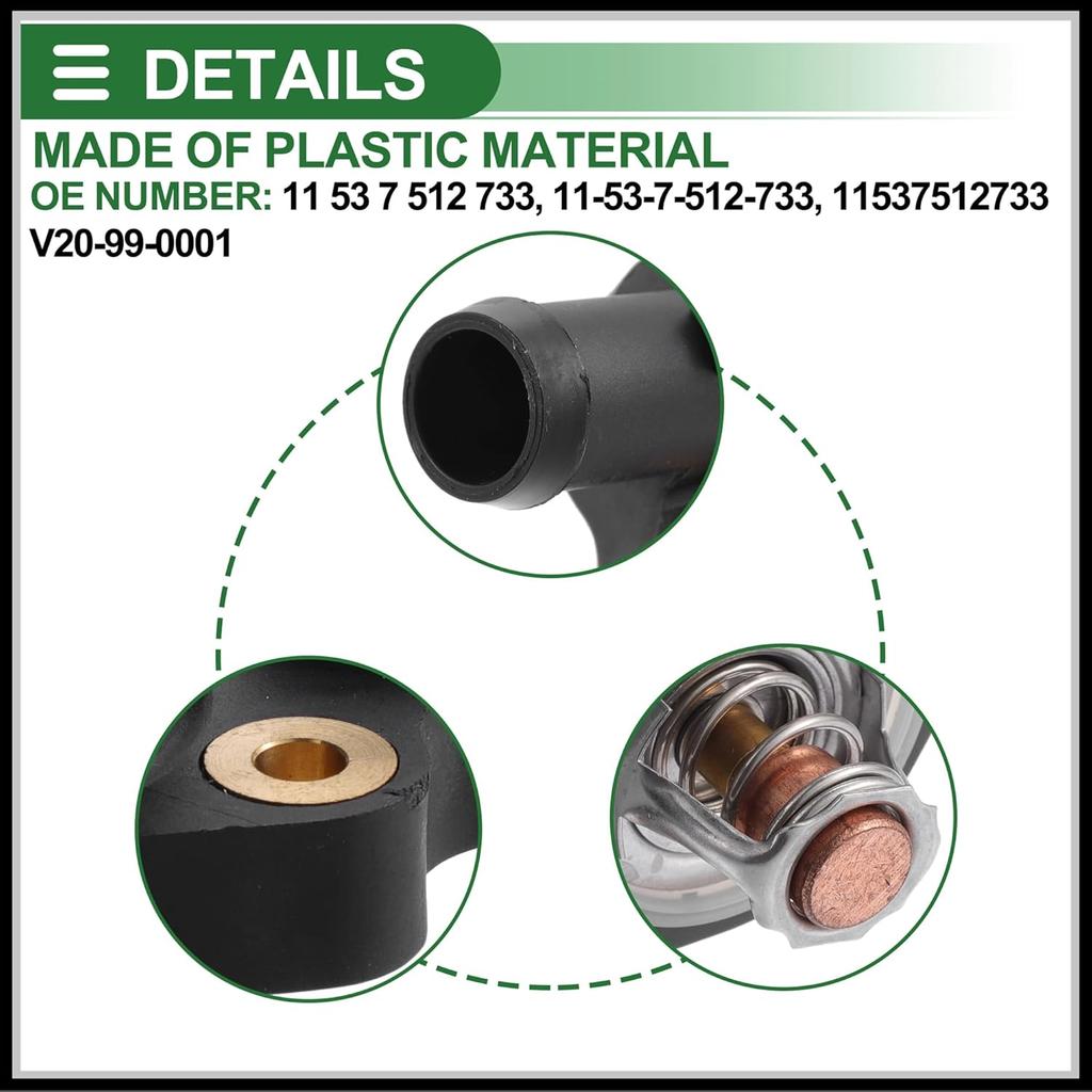 Motorkühlmittelthermostatgehäuse-Baugruppe Ersatz für Mini Cooper 2002-2008, 11537512733 Kunststoff Schwarz 1 Stück