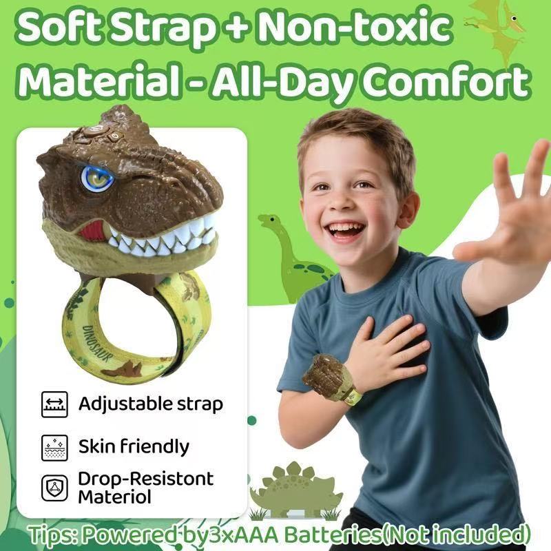 Flash Color Mechanical T-Rex Wrist Walkie Talkie, Kids Toy with Light, Music & Sound