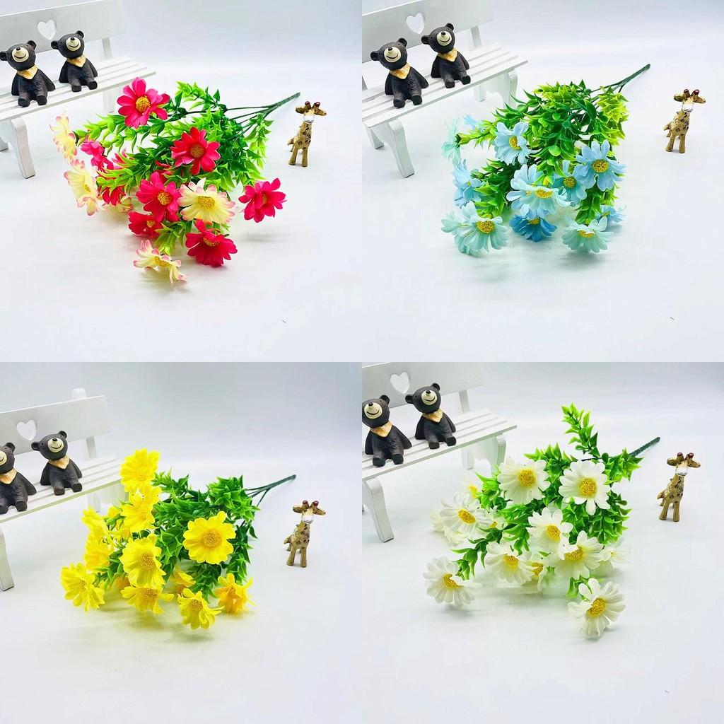 Chrysanthemum Silk Watergrass Spring Bouquet With 15 Blooms For Interior Decor