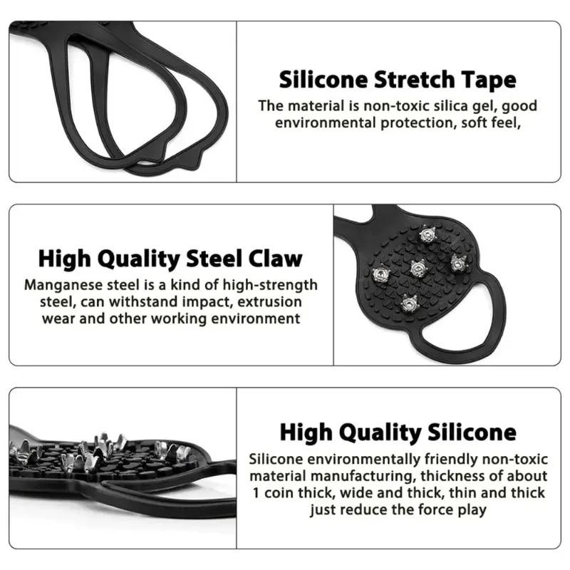 Outdoor Ice Cleats Crampons Anti Slip Shoe Covers Spikes Chains for Walking on Snow and Icy Roads Winter Climbing Hiking Gear