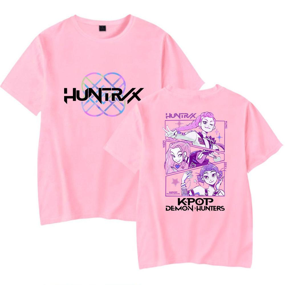 Anime KPop Demon Hunters Huntrix Tshirt Men Women Fashion Cotton T Shirt Summer Unisex Crewneck Short Sleeve  Streetwear Tees