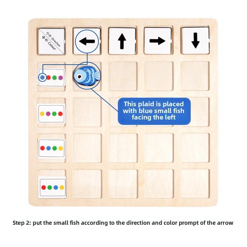 Children's Wooden Montessori Toy Kids Logical Thinking Training Direction Color Cognition Educational Battle Board Game for Gift