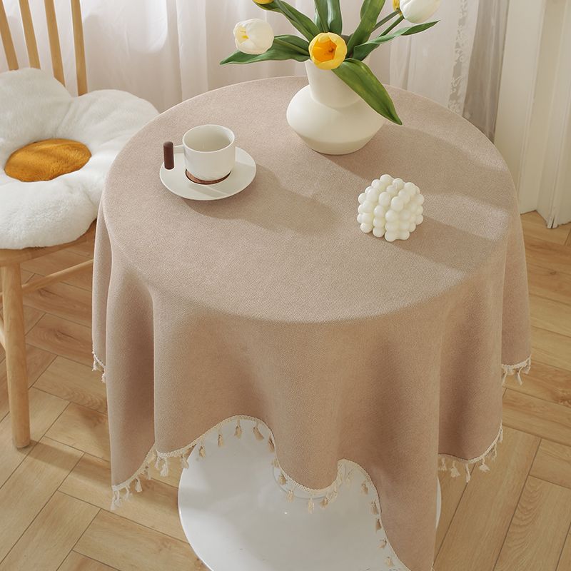 

Кисточка Хлопково-льняная ткань Однотонная Скатерть для конференц-стола Лен Современный Легкая Роскошь Чехол Скатерть Накладка на стол Маленькая круглая Скатерть Milk Tea 90*90cm