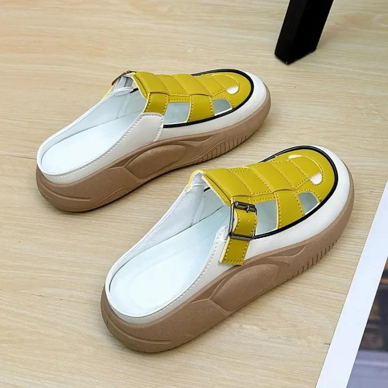 Catâri femei vară ocazional fund gros sandale închise papuci de femeie confort mocasini cu încălțăminte încălțăminte sandale de femeie