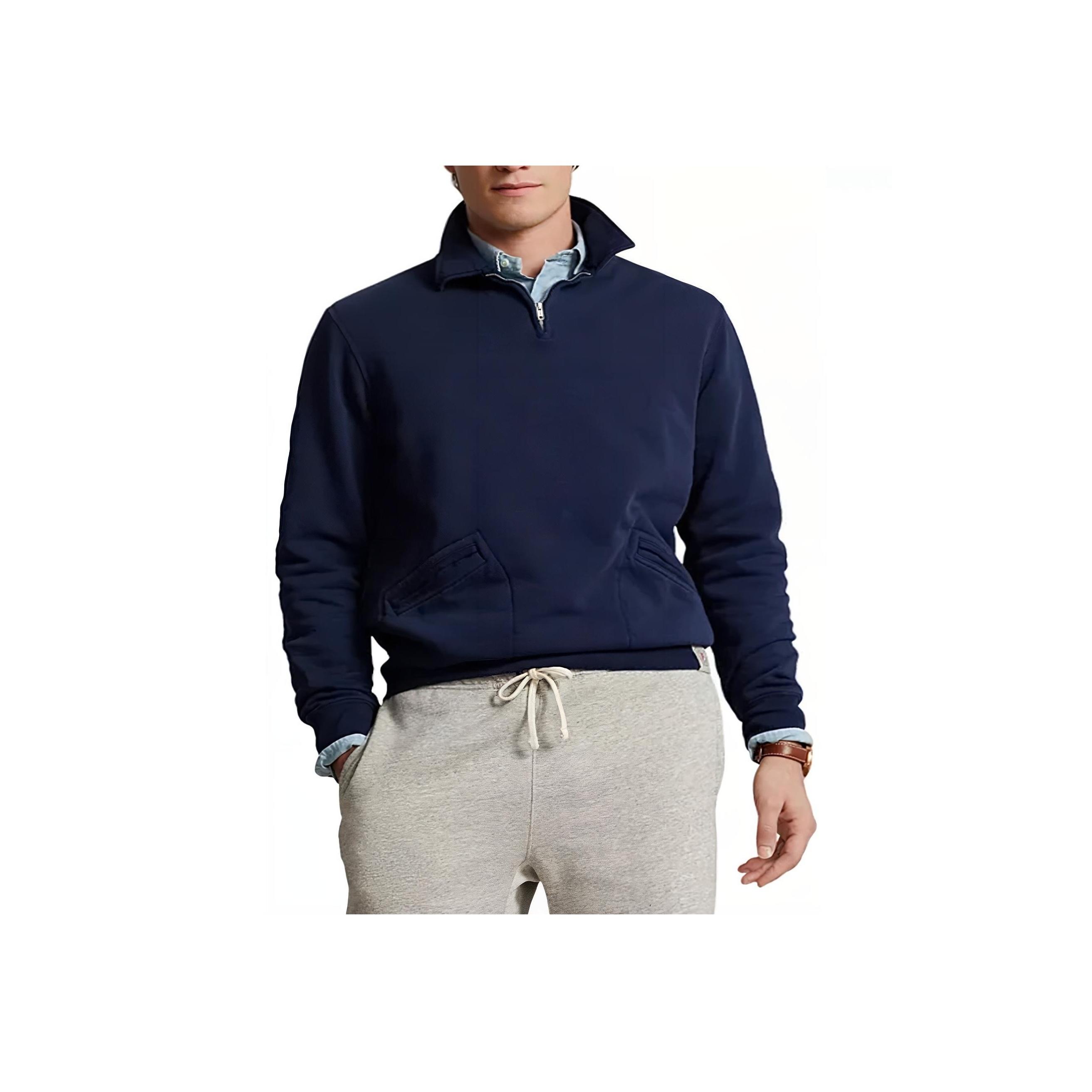 

Polo Ralph Lauren ребристые манжеты спереди карманы с длинным рукавом толстовка мужская толстовка темно-синяя 710934754-001 M