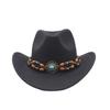European and American New Western Cowboy Hat Woolen Jazz Top Hat Men and Women's Ethnic Style Big Eaves Hat Autumn and Winter Felt Hat