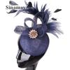 Linen Ladies Wedding Banquet Linen Hat New Top Hat Feather Shaped Bridal Top Hat