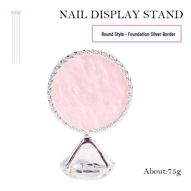 Heart-Shaped Diamond Base Manicure Display Stand with Gold Rim