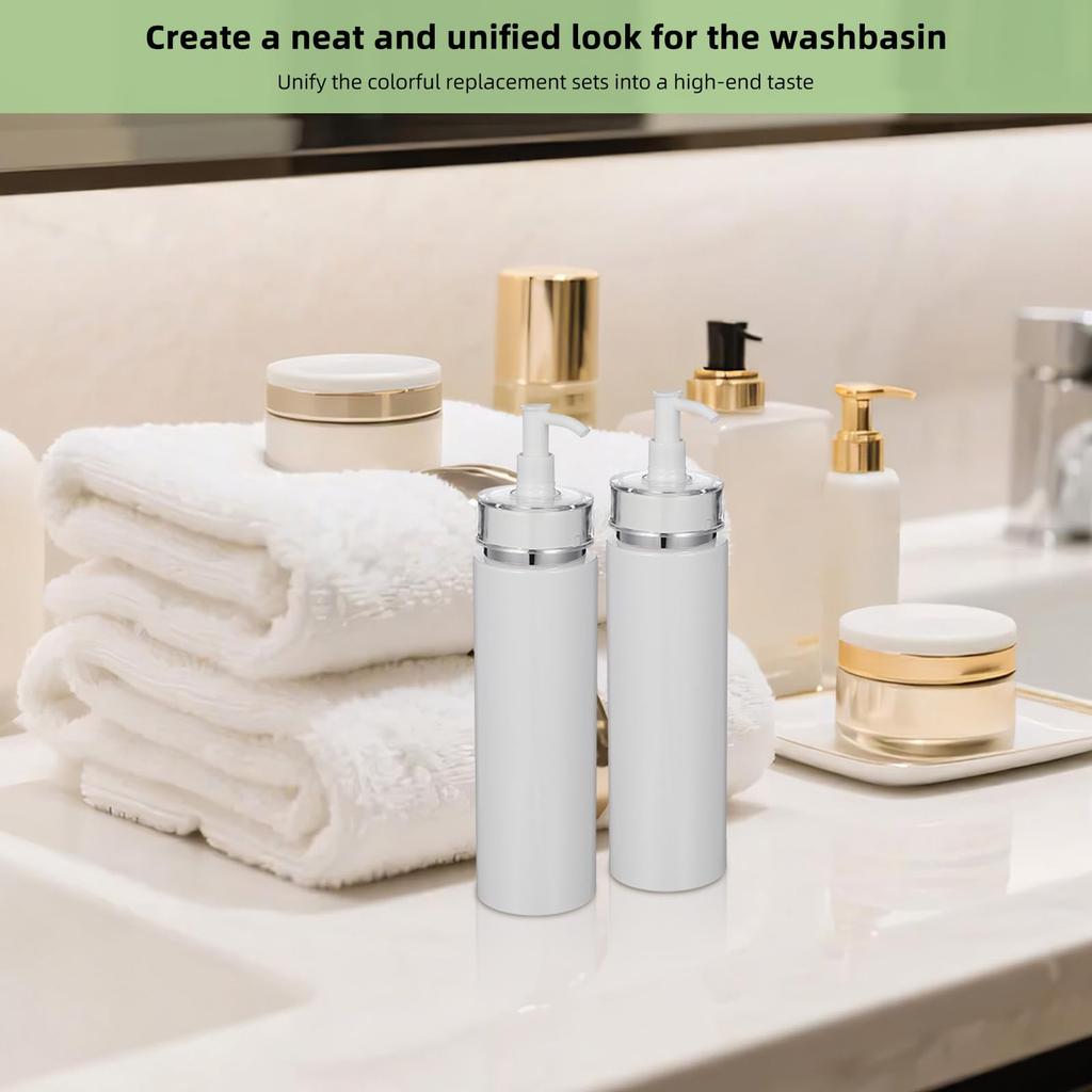 Garneck Pump Bottle Refill Bottles of Shampoo for Travel Size White X (Set 2) - Dispenser, 200ml, Lotion, Etc. - - - 19.5cm (H) 4.5cm (W)