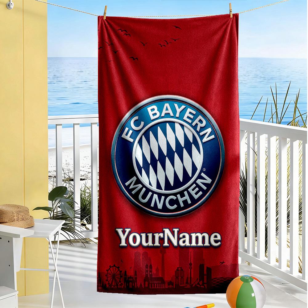 Bayern Munich Personalized Name Beach Towel High Absorbency & Quick-Dry Perfect for Traveling Yoga Camping and Swimming