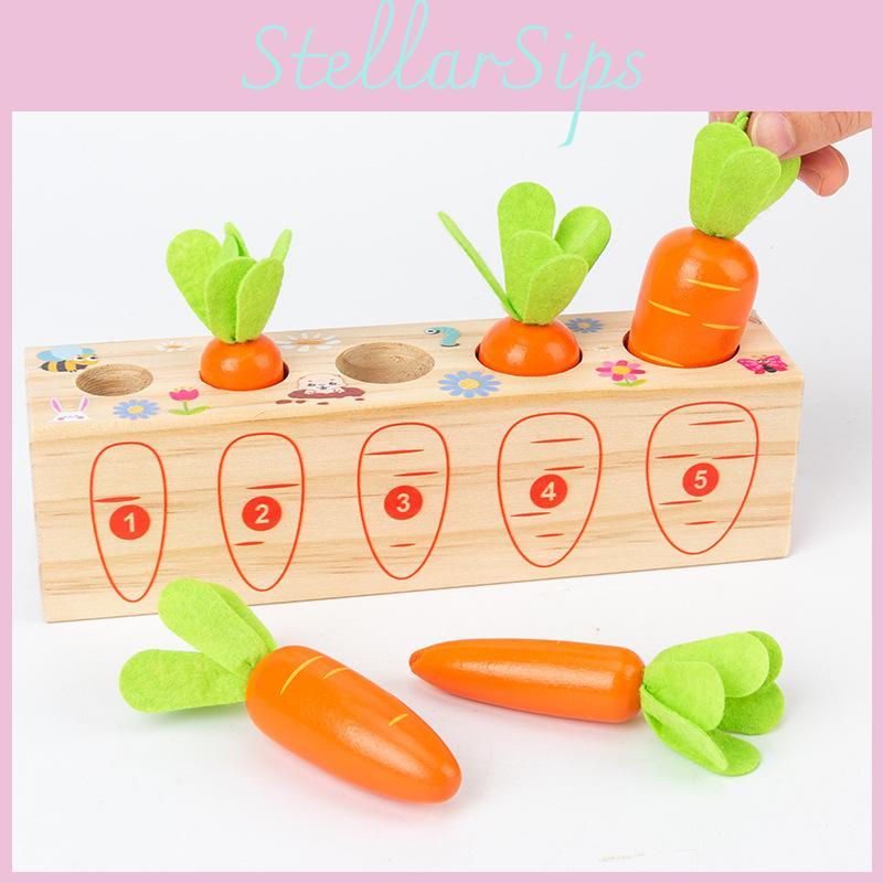 Wooden Digital Carrot Pulling Game For Kids Educational Toy For Ages 3 To 4