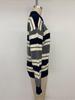2026 Autumn/Winter Women's Color Block Striped Knit Sweater - Casual, Loose Fit with Lapel