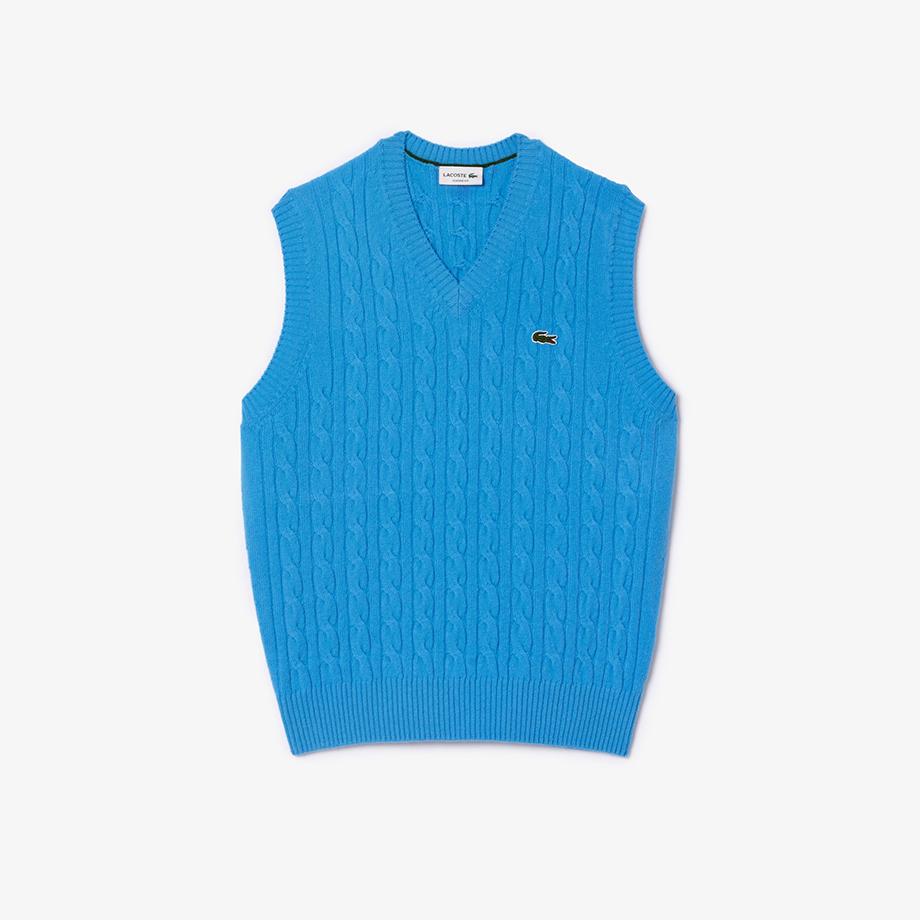 [lacoste] Men's Cable V-Neck Vest AH3132-54N4XA