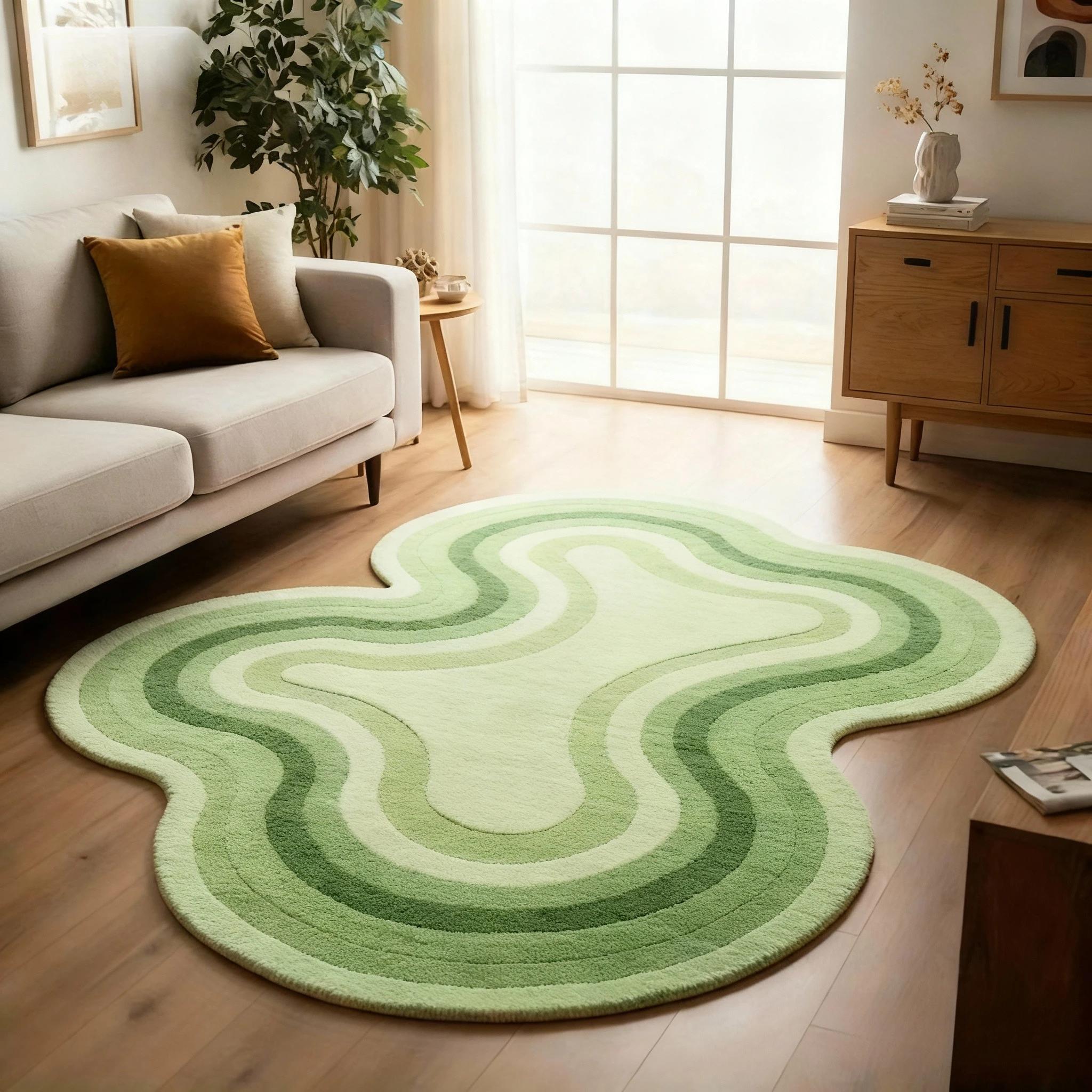 Dopamine Decoratief Tapijt Onregelmatig Vormig Tapijt Zacht en Pluizig Gebiedstapijt Geschikt voor Woonkamers Esthetische Huisdecoratie 80x120cm