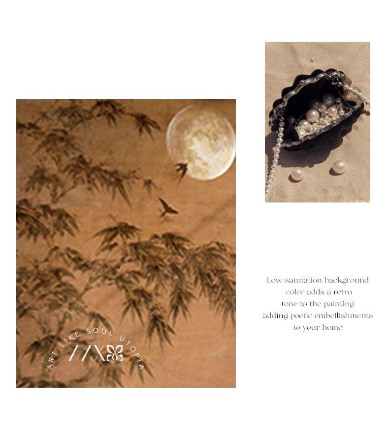 Antique-Style Bamboo Ink Painting Ornament for Living Room or Entryway