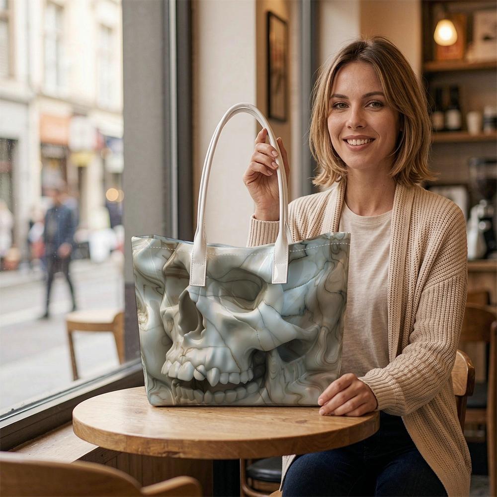 Cool Skull Pattern Casual Tote Bag Fashion Portable Daily Use Shoulder Handbag