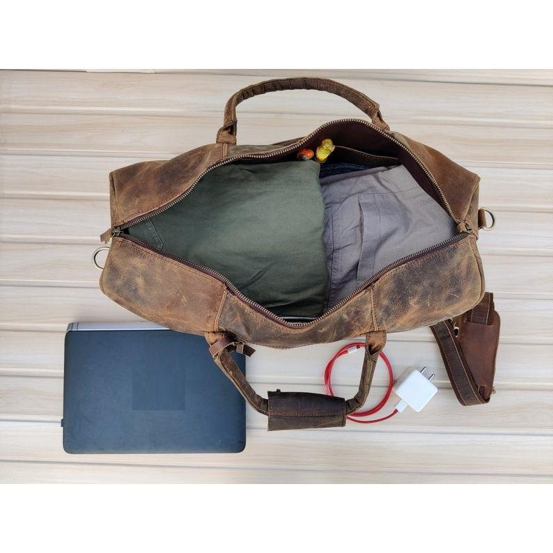 Leather Duffle Bag, Handmade Leather Weekender, Gym Bag, Vacation Duffel Bag, Travel Bag, Overnight Bag for Womens Day Gift