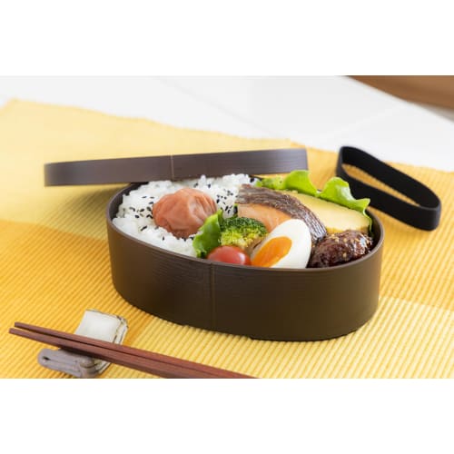 Kano [Magewappa-style Oval Lunch Box, Mocha Brown, 72760] Microwave and Dishwasher Safe, Made in Japan, with Band, Wappa Bento, Magewappa Style, Lunch
