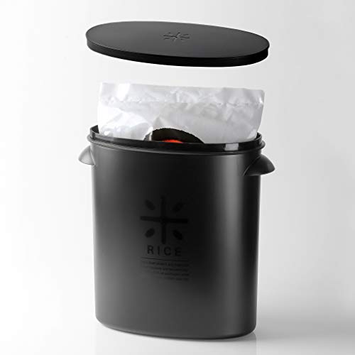 PEARL METAL Rice Container, All Black, 5kg Capacity, Bag-Left, BLKP, AZ-5042