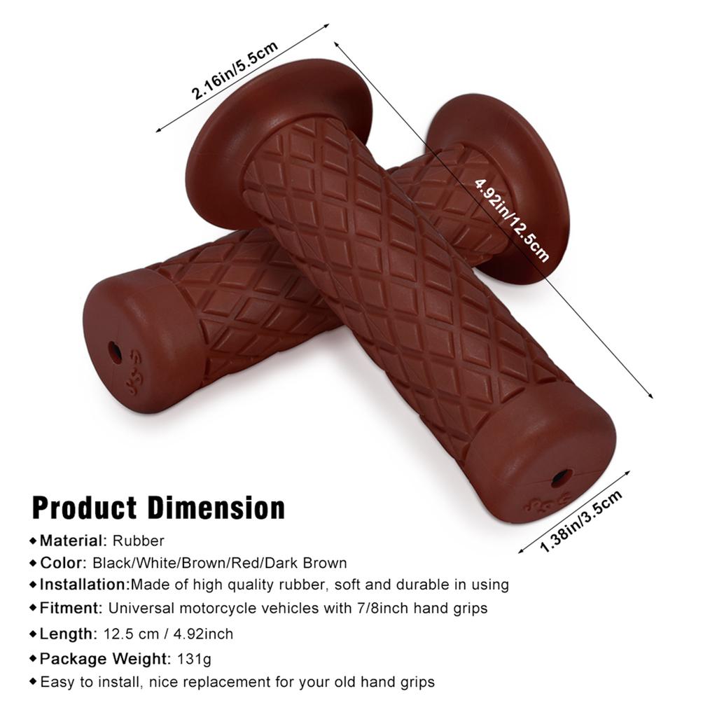 22mm 7/8"   Vintage Soft Rubber Handle Bar Hand Grips For Motorcycle Dirt Bike Black