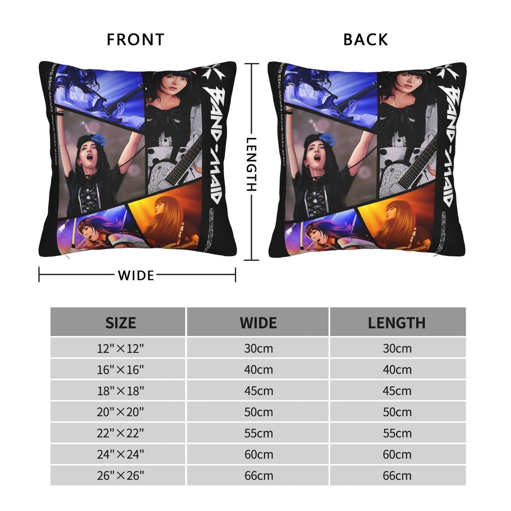 BAND MAID PANEL Square Pillow Case Cushion Covers Novelty Zipper Decorative Pillowcase for Bed 40x40cm