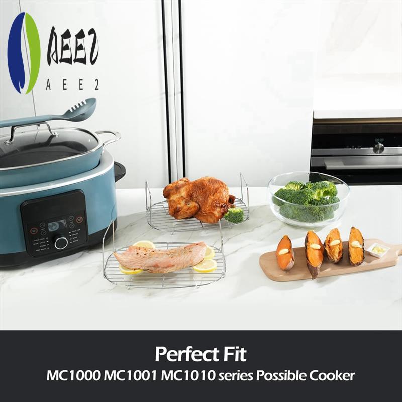 

AEE2-Steam Roast Rack For Ninja Foodi-MC1000, MC1001,MC1010 Series Ninja Slow Cooker Crockpot-Coated Multicooker Accessories серебряный